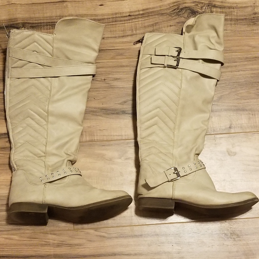 Vanity Beige Knee High Boots